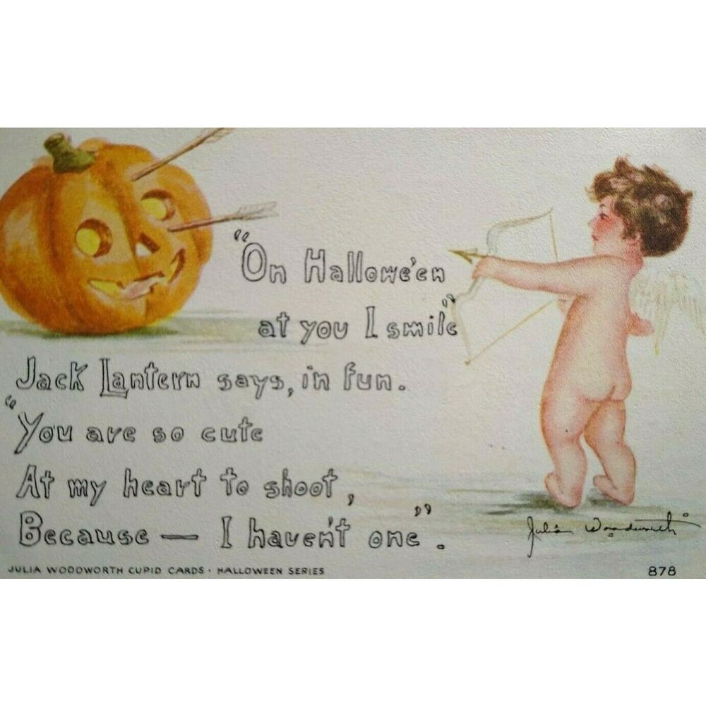Halloween Postcard Cupid Angel Julia Woodworth 1913 Series 878 Vintage Fantasy